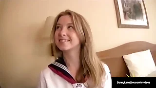 American Student Sunny Lane Gets Her Sloppy Pussy Noodled By Horny Asian&excl;